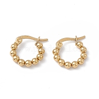 Orecchini a cerchio con perline rotonde in acciaio inossidabile 201 con perni in acciaio inossidabile 304 per donna&nbsp;EJEW-B016-01A-G