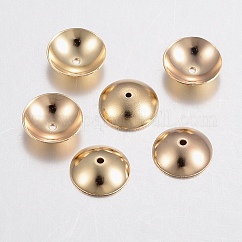 Perlenkappen aus Edelstahl 304, apetalous, echtes 18k vergoldet, 8x2.5 mm, Bohrung: 0.8 mm