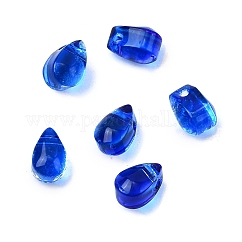 Abalorios de vidrio, lágrima, azul medio, 6x4x4mm, agujero: 1 mm