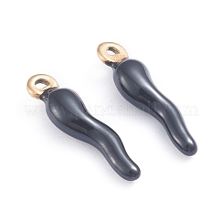 Ионное покрытие (ip) подвески из нержавеющей стали 304, эмалированные блестки, рог изобилия / итальянский рог корничелло амулеты, золотые, чёрные, 17.5x4.5x3.5 мм, отверстие : 1~1.5 мм