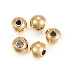 Billes en acier inoxydable 304 avec placage ionique en barillet (IP), véritable 18k plaqué or, 3x2mm, Trou: 1mm