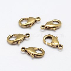 Messing  Karabinerverschlüsse Spangen, Nickelfrei, Nicht Plattiert, 12x7x3 mm, Bohrung: 2 mm