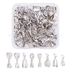  Beadthoven 50pcs Filigree Pinch Bails Pendant Clasps Connectors  for Jewelry Making Platinum Color Brass Ice Pick Pinch Bail Dangle Clip  Bead Jewelry Clasps Findings for Necklace Charms Holder DIY