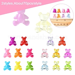 140 шт. 2 вида непрозрачных/прозрачных акриловых бусин MACR-FS0001-96