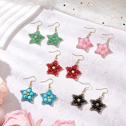 5 пара сережек-подвесок из натуральных и синтетических камней EJEW-JE06238