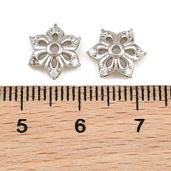 真鍮製マイクロパヴェキュービックジルコニアビーズキャップ  花  ラックめっき  長持ちメッキ  鉛フリー＆カドミウムフリー  プラチナ  10x10x3mm  穴：1.4mm&nbsp;CU-CBA6A75-35B-P