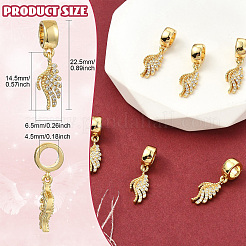 6 шт. латунные европейские подвески с микропаве из прозрачного кубического циркония&nbsp;KK-CJ0002-75