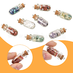 20 Stück 5 Stile Klarglas-Wunschflasche mit gemischten Edelsteinsplittern im Inneren Anhänger&nbsp;FIND-SC0020-76