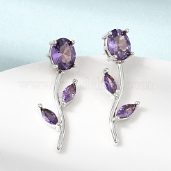 Boucles d'oreilles en laiton avec zircone cubique de micro pave&nbsp;KK-CBA8324-20P
