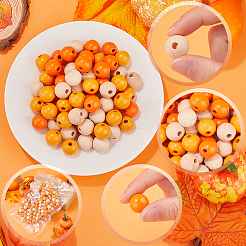 Тема дня благодарения 5 нити окрашенные распылением натуральные деревянные бусины нити WOOD-SP0001-02C