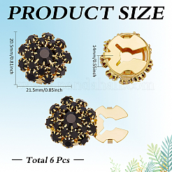 6 bouton de manchette en alliage de strass&nbsp;BUTT-PH0001-54G-02