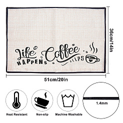Tapis de tasse en coton et lin thème café&nbsp;AJEW-WH0201-019