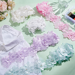 5 Yards 5 Farben Organza 3D Blumen Spitzenbesatz mit Kunstperle&nbsp;OCOR-WR0001-65