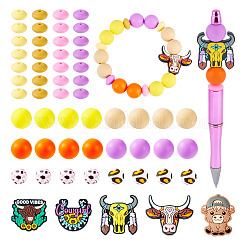 101 шт. силиконовые фокусные бусины с изображением крупного рогатого скота&nbsp;SIL-TA0002-60