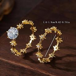 Anillos de dedo de circonita cúbica pavimentados de latón&nbsp;KY9964-3