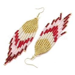 Серьги-подвески Toho с кисточкой и круглыми семенами в богемном стиле EJEW-MZ00153