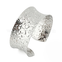女性用304ステンレススチール製ワイドオープンカフバングル  花  内径：2.32インチ（5.9cm）  29 mm幅&nbsp;BJEW-K230-03C-P