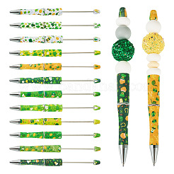 12 шт. 12 стиля пластиковых ручек с бусинами на тему Дня Святого Патрика AJEW-TA0002-11