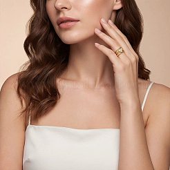Offene Manschettenringe aus 304er Edelstahl mit Zirkonia für Damen&nbsp;WG55D17-01