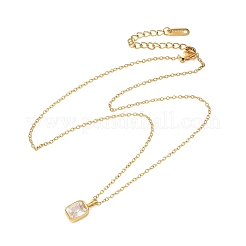 Collane con pendente geometrico da donna in acciaio inossidabile 304 con pavé di zirconi cubici trasparenti.&nbsp;SA-CBA8C9C-11A-G