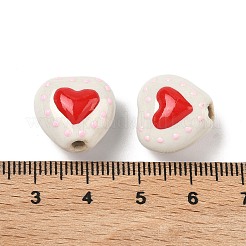 Фарфоровые эмалированные бусины ручной работы с узором в виде сердечек&nbsp;PORC-G016-03N