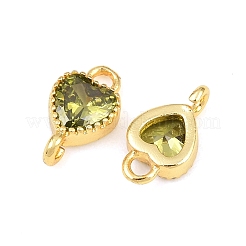 Breloques de connexion en forme de cœur serties de zirconiums cubiques et serties de laiton&nbsp;KK-K340-49G-06