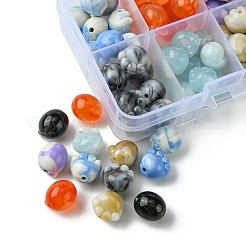 80шт 8 цвета двухцветные прозрачные/непрозрачные акриловые бусины&nbsp;TACR-FS0001-48