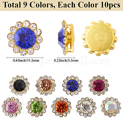 90 шт. 9-х цветные пришивные стразы RB-GF0001-08