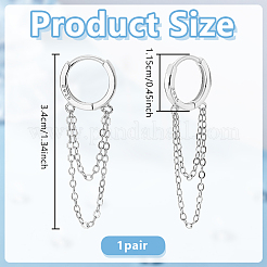 1 пара 925 серег-колец из стерлингового серебра EJEW-UN0002-85P