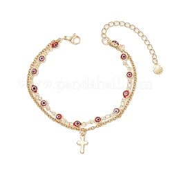 3 шт. 3-цветные многослойные браслеты ручной работы с элементами лэмпворка от сглаза BJEW-JB12213