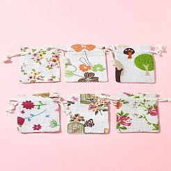 24 шт. 6-цветные мешочки из мешковины с цветочным принтом и животными ABAG-FS0001-13