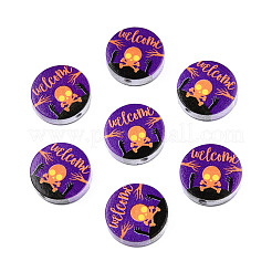 Бусины из натурального дерева с принтом на Хэллоуин WOOD-T021-64