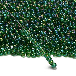 トーホー 8/0ラウンドビーズ  日本製シードビーズ  （167b）透明なabグラスグリーン  3mm  穴：1mm  約1110個/50g&nbsp;SEED-XTR08-0167B