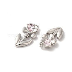 ガラス製フラワーオブライフペンダント  白金合金パーツ  鉛フリー＆カドミウムフリー  ピンク  23x11.5x4mm  穴：1.8mm&nbsp;PALLOY-K001-073P-02