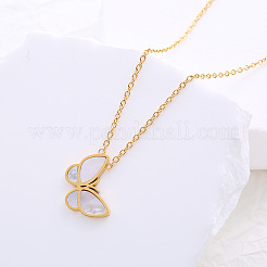 Ожерелья из нержавеющей стали с подвеской в виде бабочки из натуральной белой ракушки для женщин YH3028-2