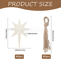 40 шт. незаконченные деревянные подвески в виде звезд для художественной росписи WOOD-SP0001-43