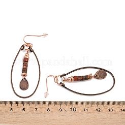 Овальные серьги-подвески из синтетической бирюзы с бусинами-рондель из сплава FS-WG35F5C-01