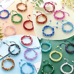 Сверкающий круглый плетеный браслет из стеклянных бусин&nbsp;BJEW-SW00082-01