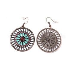 3 paio di orecchini pendenti intrecciati in cotone piatto tondo e a goccia e rombo in stile 3&nbsp;EJEW-P200-01R