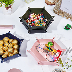 4 шт. двухцветный лоток для хранения из искусственной кожи с кнопкой AJEW-WR0001-79