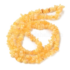 天然石イエロージェイド翡翠ビーズ連売り  チップ  1.5~7.5x3~15x3~7mm  穴：1mm  31.50''（80センチメートル）&nbsp;GG-NH0009-A02-02