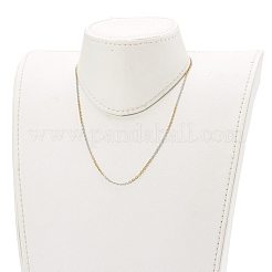 304ステンレススチールアズキチェーンネックレス＆ブレスレットジュエリーセット  カニカン付き  ゴールデン·ステンレス鋼色  17-1/8インチ（43.5cm）  7-1/4インチ（18.5cm）&nbsp;SJEW-JS01186