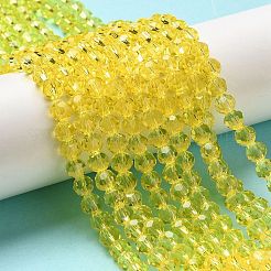 透明ガラスビーズ  ファセット（32ファセット）  ラウンド  ゴールド  6mm  穴：1mm  約98個/連  20.47インチ（52cm）&nbsp;EGLA-A035-T6mm-D03