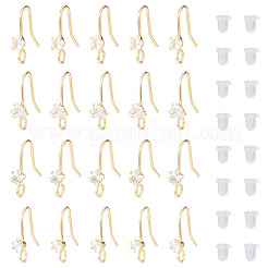 32 Stück 4 Stile Messing Pavé klar Zirkonia Ohrring Haken&nbsp;KK-TA0008-45