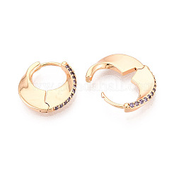 Серьги-кольца с микропаве из латуни и циркониями в форме луны EJEW-T048-37B-G