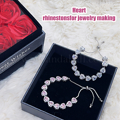 24 Stück 12 Stile rosa Serie Herz zum Aufnähen von Glas-Strassen&nbsp;DIY-FH0005-84