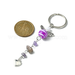 Porte-clés pendentif cœur en alliage et puces de pierres précieuses avec perles acryliques&nbsp;KEYC-JKC00538