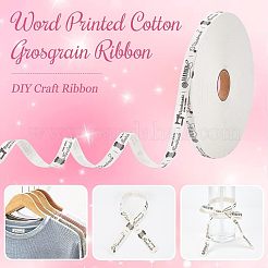 ワードプリントコットングログランリボン  小麦  5/8インチ（15mm）  100 m /ロール&nbsp;SRIB-WH0015-01