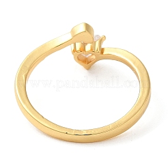 Кольцо-солитер в форме сердца из латуни с покрытием стойки&nbsp;RJEW-Z014-02G