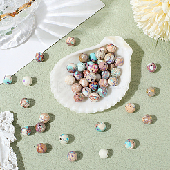 50 шт. окрашенных бусин из натурального регалита/императорской яшмы/морского осадка яшмы G-PA0001-21